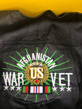 Motorcycle Leather Vest- Afghanistan USA Veteran (Large)